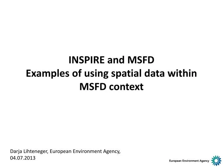inspire and msfd examples of using spatial data within msfd context