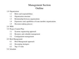 Management Section Outline