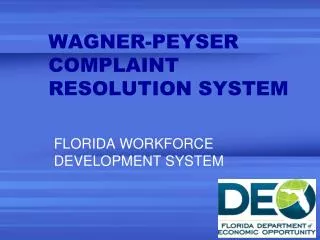 WAGNER-PEYSER COMPLAINT RESOLUTION SYSTEM