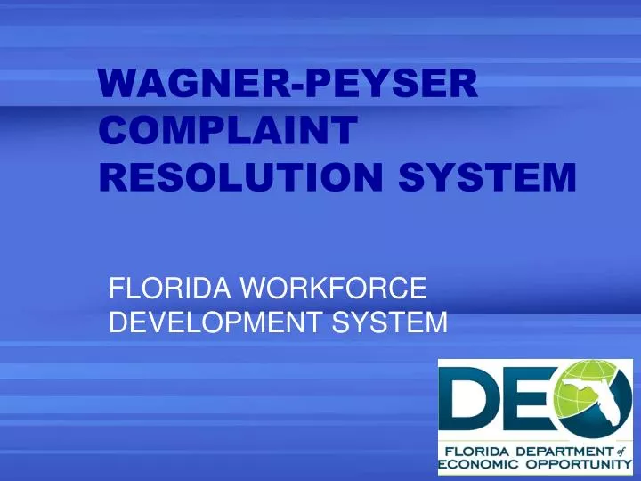 wagner peyser complaint resolution system