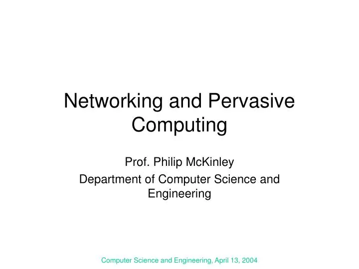 networking and pervasive computing