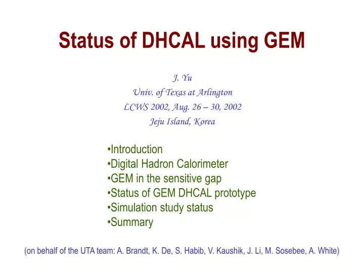 status of dhcal using gem