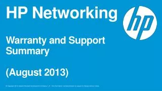 HP Networking Warranty and Support Summary (August 2013)