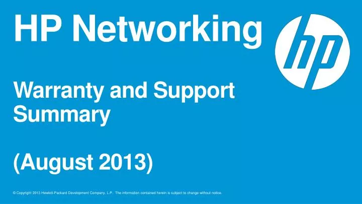 hp networking warranty and support summary august 2013