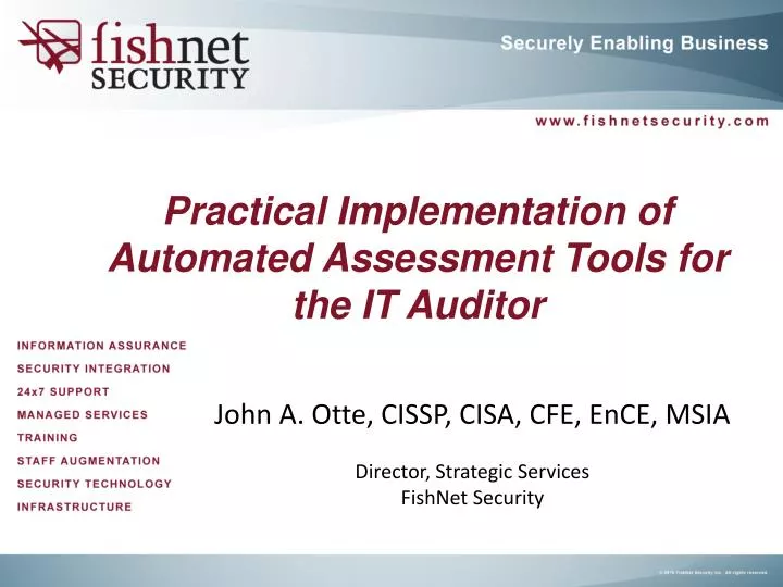practical implementation of automated assessment tools for the it auditor