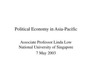 Political Economy in Asia-Pacific