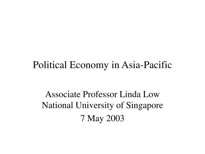 political economy in asia pacific