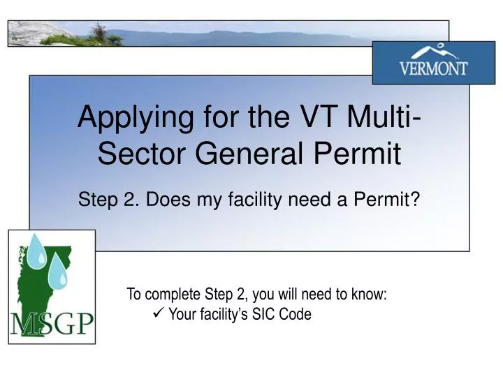 applying for the vt multi sector general permit