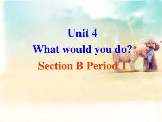 Unit 4 What would you do? Section B Period 1