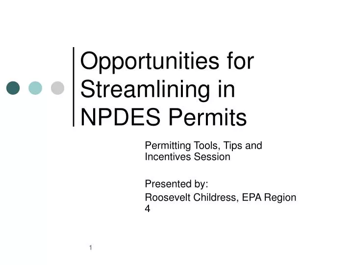 opportunities for streamlining in npdes permits