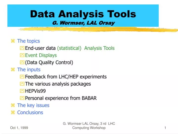 data analysis tools g wormser lal orsay