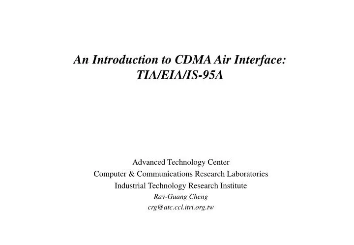 an introduction to cdma air interface tia eia is 95a