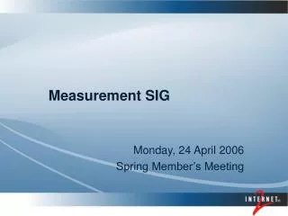 Measurement SIG