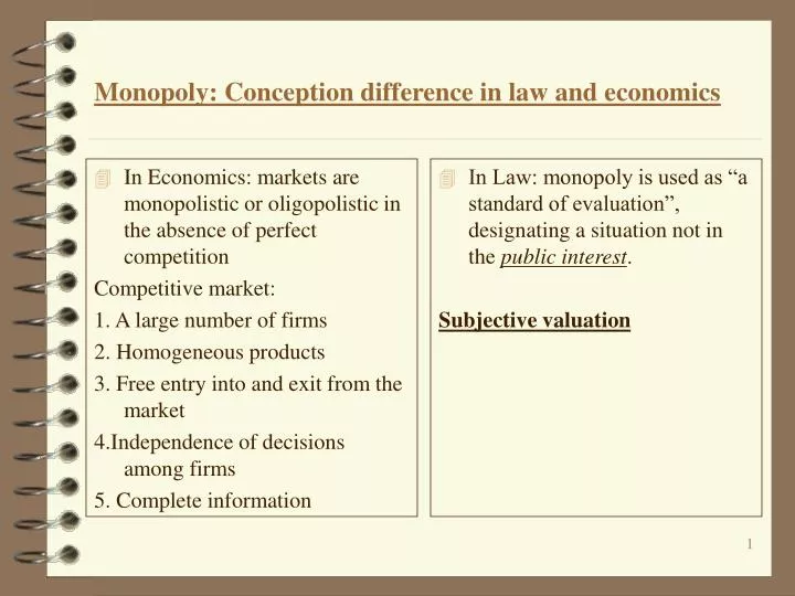 monopoly conception difference in law and economics