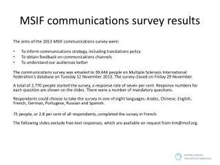 MSIF communications survey results