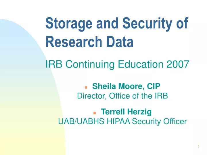 storage and security of research data