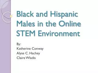 Black and Hispanic Males in the Online STEM Environment