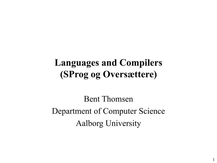 languages and compilers sprog og overs ttere