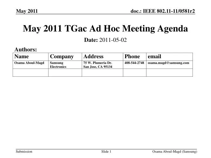 may 2011 tgac ad hoc meeting agenda
