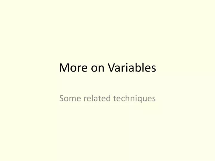 more on variables