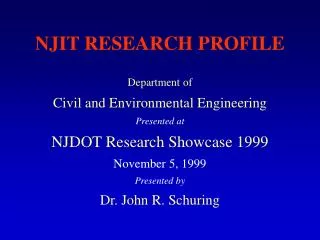 NJIT RESEARCH PROFILE
