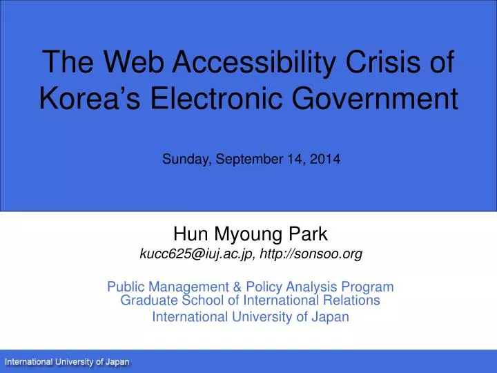 the web accessibility crisis of korea s electronic government sunday september 14 2014