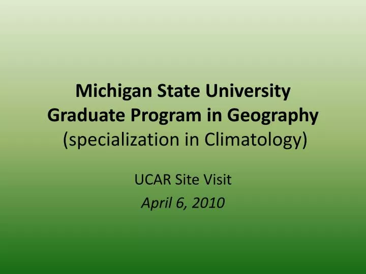 michigan state university graduate program in geography specialization in climatology
