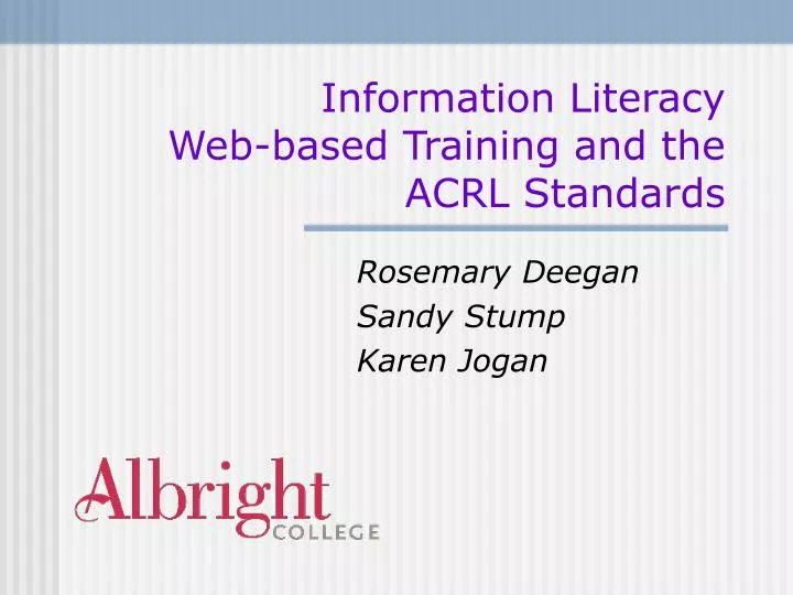 information literacy web based training and the acrl standards