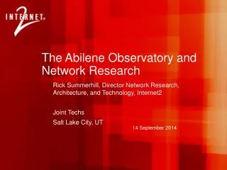 The Abilene Observatory and Network Research