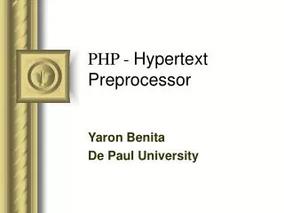 PHP - Hypertext Preprocessor