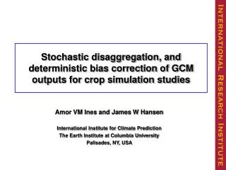 Stochastic Disagregation of Monthly Rainfall Data for Crop Simulation Studies