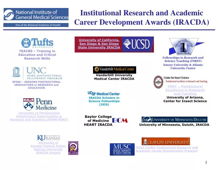 institutional research and academic career development awards iracda