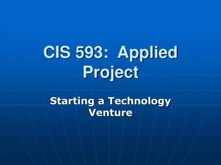 cis 593 applied project