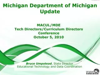 Michigan Department of Michigan Update