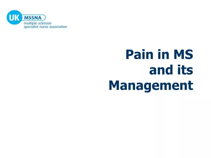 pain in ms and its management