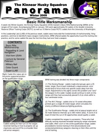 CONTENTS - Basic Rifle Marksmanship - Rappelling &amp; Land Navigation - Visit from USAA