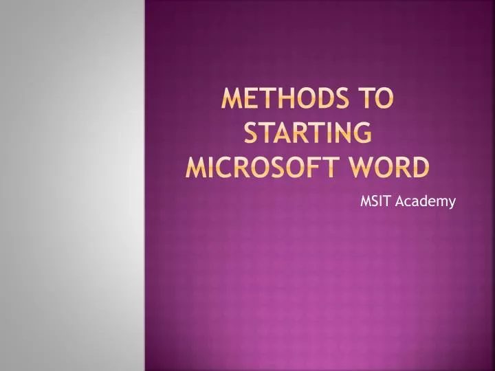 methods to starting microsoft word