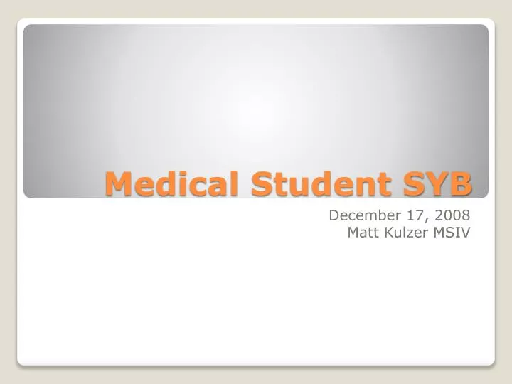 medical student syb