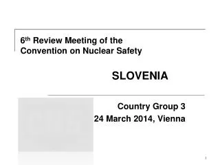 6 th Review Meeting of the Convention on Nuclear Safety SLOVENIA