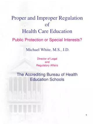 Regulation of Health Care Education