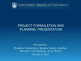 Project formulation and planning Presentation