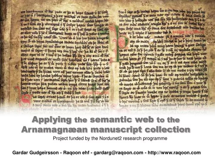 applying the semantic web to the arnamagn an manuscript collection