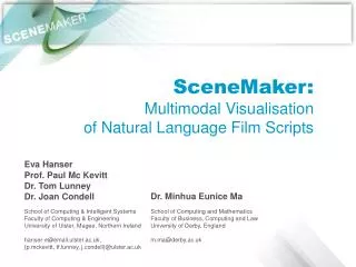 SceneMaker: Multimodal Visualisation of Natural Language Film Scripts