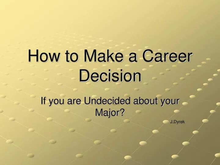 how to make a career decision