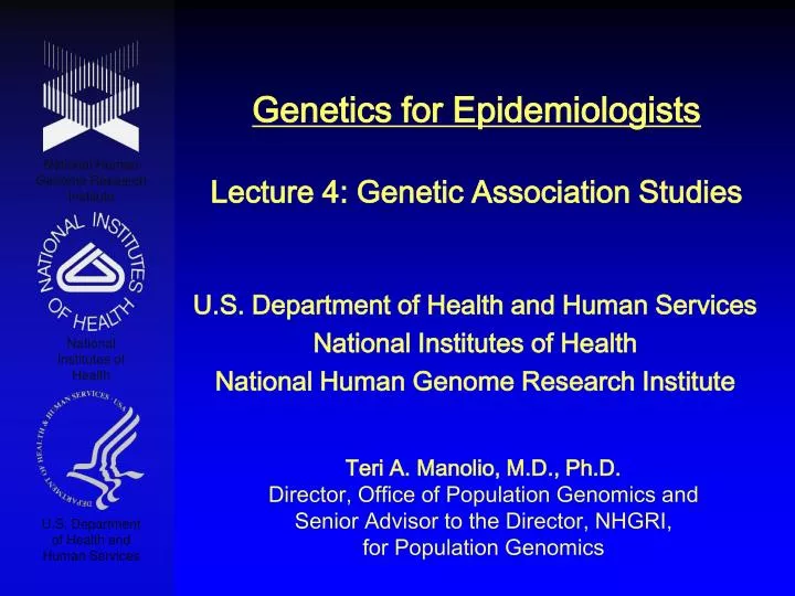 genetics for epidemiologists lecture 4 genetic association studies