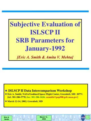 ISLSCP II Data Intercomparison Workshop