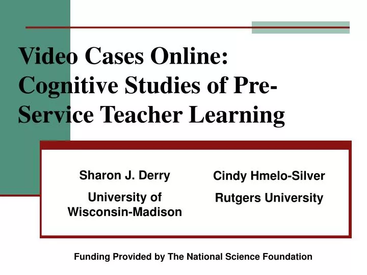 video cases online cognitive studies of pre service teacher learning