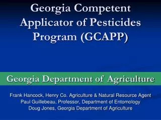 Georgia Competent Applicator of Pesticides Program (GCAPP)