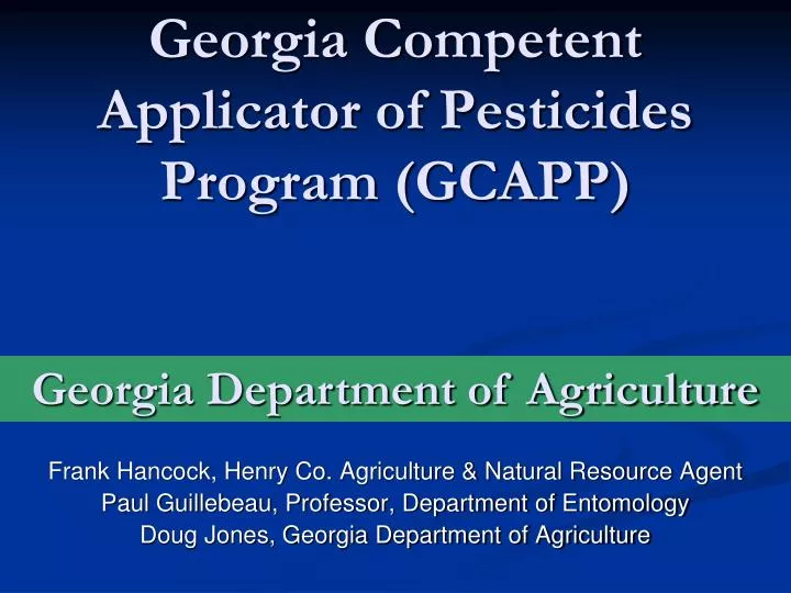 georgia competent applicator of pesticides program gcapp