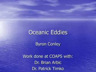 Oceanic Eddies